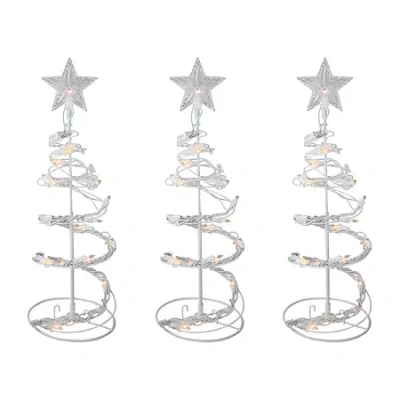 Northlight Lighted Cone Trees Christmas Yard Art In White
