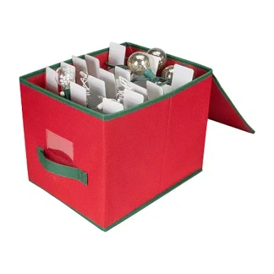 Northlight Christmas Ornament Storage Box With Removable Dividers In Red