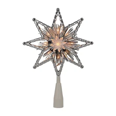 Northlight Lighted Silver Tinsel Star Christmas Tree Topper In Multi