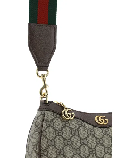 Gucci Women Beige Shoulder Bag With Gg Plaque On The Front And Chain-link Handle In Gg Canvas Woman In Multi