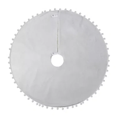 Northlight 48in Pom Pom Border Indoor Tree Skirt In White