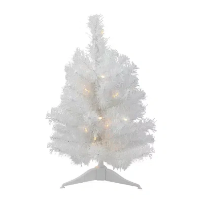 Northlight Snow White Pine With Clear Led Lights 1 1/2 Feet Pre-lit Christmas Tree In White