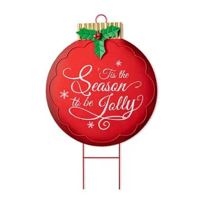 Glitzhome 32" Metal Ornament Christmas Yard Art In Red