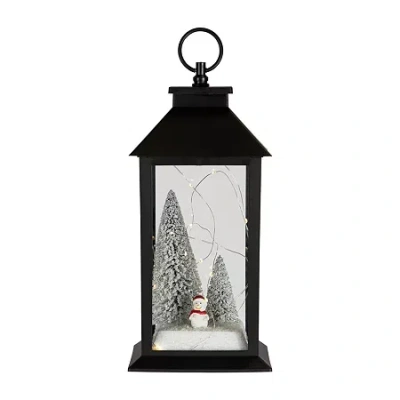 Northlight Led Snowman Winter Scene Lantern Candle Holder In Black