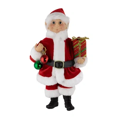 Northlight 14" Santa Elf With Gift Christmas Tabletop Decor In Red