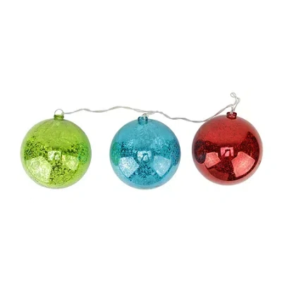 Northlight Set Of 3 Lighted Multi-color Mercury Glass Finish Ball Christmas Ornaments - Clear Lights In Multi