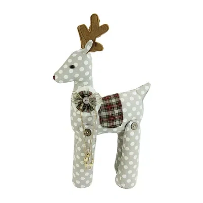 Northlight 20'' White And Brown Polka Dot Reindeer Christmas Tabletop Decor In Brown