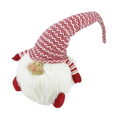 Northlight 14.75'' Red And White Chipper Chester Sitting Santa Gnome Christmas Tabletop Figurine In Multi