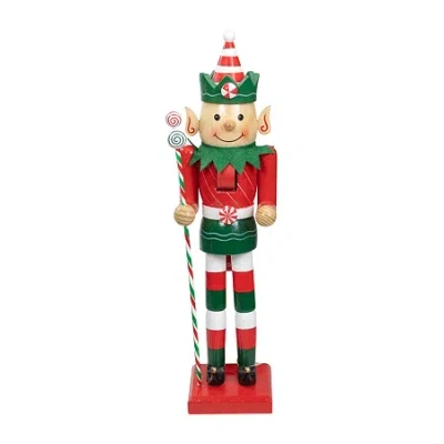 Northlight 15'' Red And Green Traditional Striped Elf Christmas Nutcracker In Red