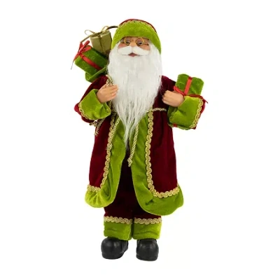 Northlight 16'' Grand Imperial Red And Green Santa Claus With Gift Bag Christmas Figure In Green