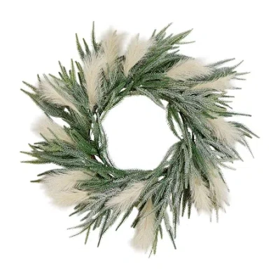 Nearly Natural Pre-lit Wreath In White