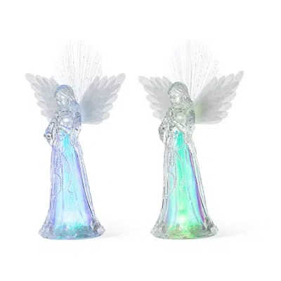 Glitzhome 11"h Christmas Lighted Acrylic Color Changing Angel Figurine Christmas Tabletop Decor In Multi