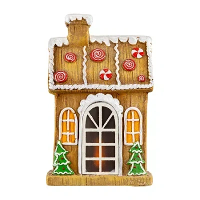 Northlight 14" Led Peppermint Gingerbread House Christmas Decoration In Brown