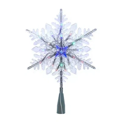 Kurt Adler 20-light 10-inch Clear Snowflake Treetop With Color-changing Rgb Led Bulbs In Multi