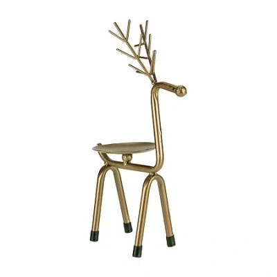 Northlight 10" Small Bronze Reindeer Pillar Candle Holder In Brown