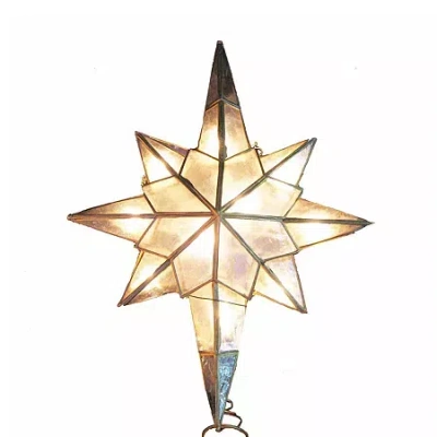 Kurt Adler 10-light Capiz Star Clear Treetop Christmas Tree Topper In Gold