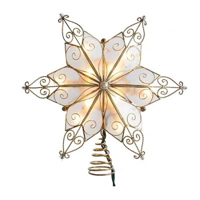 Kurt Adler 10-light 6-point Capiz Star Treetop Christmas Tree Topper In Yellow