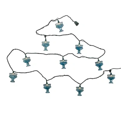 Kurt Adler 10-light Menorah String Lights In Blue
