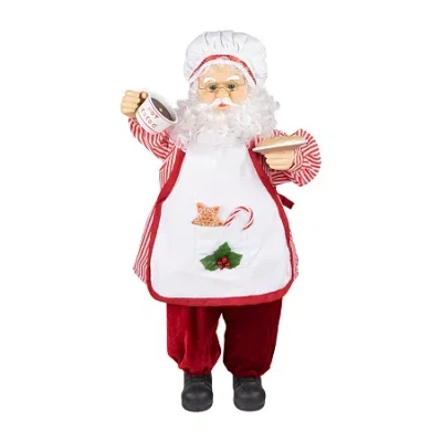 Northlight 24" Animated And Musical Chef Santa Claus With Hot Cocoa And Cookie Christmas Figurine In Red