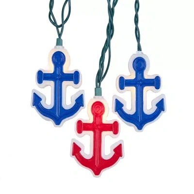 Kurt Adler Ul 10-light Red And Blue Anchor Light Set In Multi
