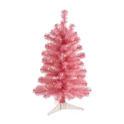 Nearly Natural 2ft. Pink Artificial Christmas Tree With 35 Led Lights And 72 Bendable Branches In Pink