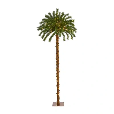 Nearly Natural 5 Foot Christmas Palm With 150 Warm White Led Lights Pre-lit Tropical Christmas Tree In Green