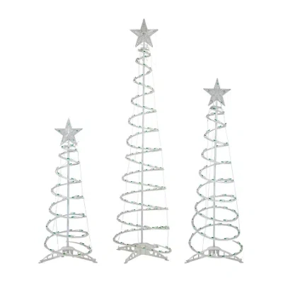 Northlight Set Of 3 Green Lighted Spiral Christmas Trees 3' 4' And 6' In Green
