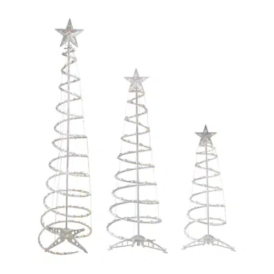 Northlight Set Of 3 Clear Lighted Spiral Christmas Trees - 3' 4' And 6' In White