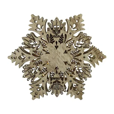 Northlight 8.5'' Lighted Brown Wooden Snowflake Christmas Tree Topper - Clear Lights In Brown