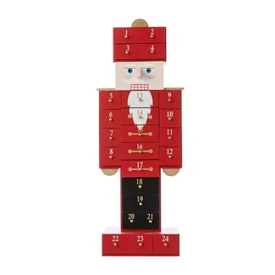 Glitzhome Wooden Nutcracker Countdown Christmas Advent Calendar In Red