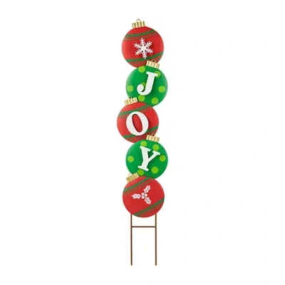 Glitzhome Metal Joy Ornament Christmas Yard Art In Red