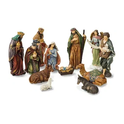 Glitzhome 12pcs Figurine Nativity Set In Brown
