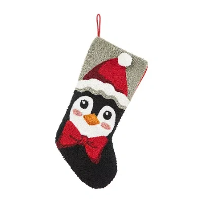 Glitzhome Penguin Hooked Christmas Stocking In Black