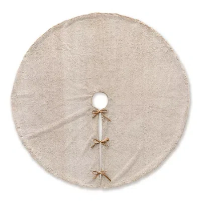 Glitzhome 4ft Faux Rabbit Fur Christmas Indoor Tree Skirt In White