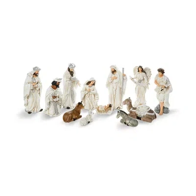 Glitzhome 12pcs Figurine Nativity Set In White