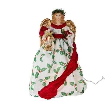 Kurt Adler 16in 10 Light Holiday Formal Angel Christmas Tree Topper In Multi