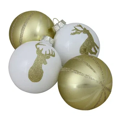 Northlight Deer 2-finish Ball 4-pc. Christmas Ornament In Yellow