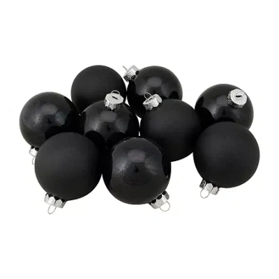Northlight Black Glass Ball 9-pc. Christmas Ornament In Black