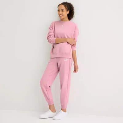 Puma Womens Mid Rise Cuffed Jogger Sweatpants In Pink