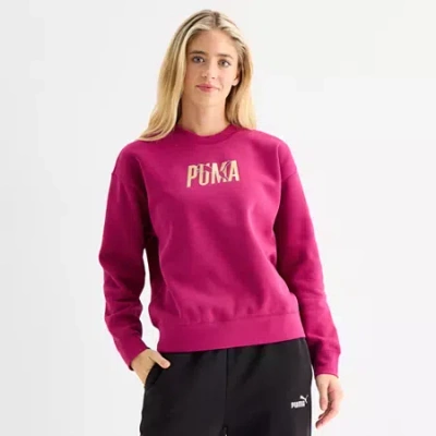 Puma Womens Crew Neck Long Sleeve Sweatshirt In Purple