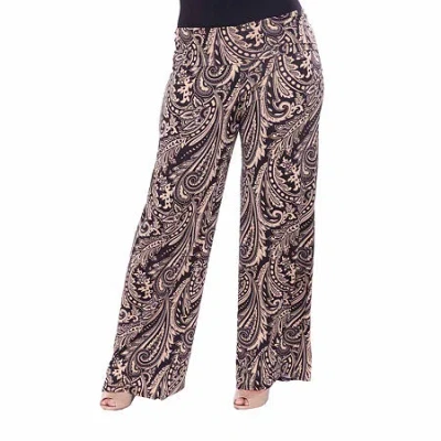 White Mark Womens Plus High Rise Wide Leg Palazzo Pant In Brown