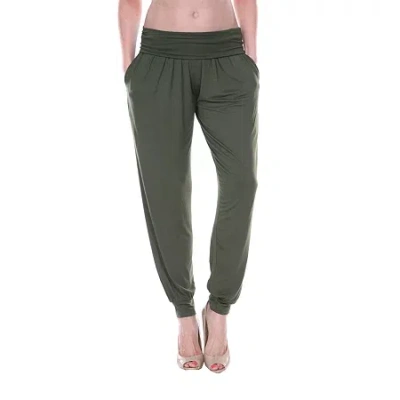 White Mark Harem Womens Stretch Fabric Cuffed Mid Rise Jogger Pant In Green