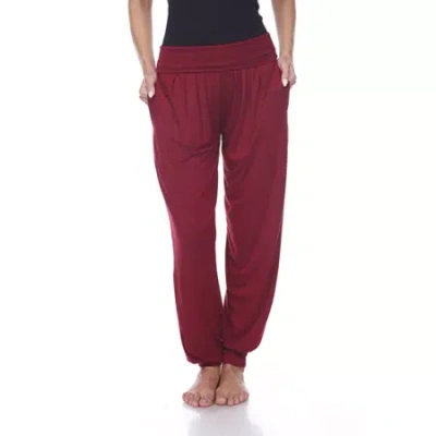 White Mark Harem Womens Stretch Fabric Cuffed Mid Rise Jogger Pant In Red