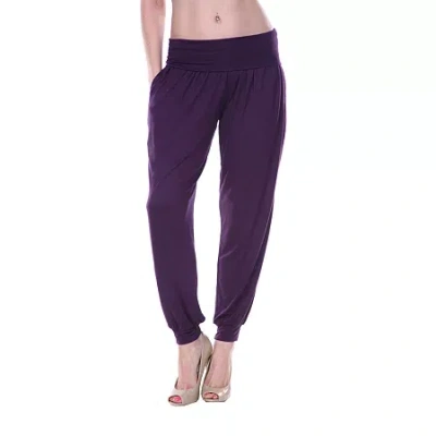 White Mark Harem Womens Stretch Fabric Cuffed Mid Rise Jogger Pant In Purple