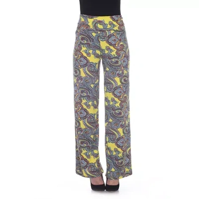 White Mark Womens Mid Rise Wide Leg Palazzo Pant In Yellow