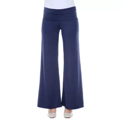 White Mark Womens Mid Rise Wide Leg Palazzo Pant In Blue