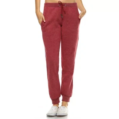 White Mark Amazingly Soft Womens Cuffed Mid Rise Knit Jogger Pant In Red