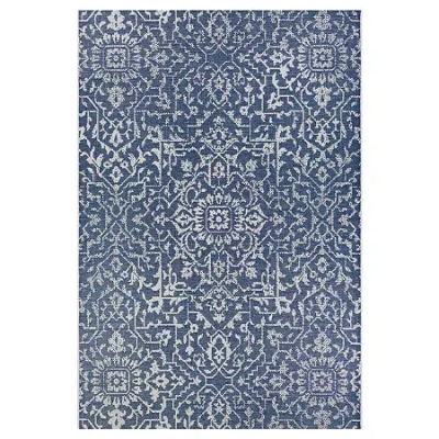 Couristan Monte Carlo Palmette Indoor Outdoor Rectangular Accent Rug In Blue