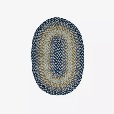 Better Trends Woodbridge Banded Braided Reversible Indoor Oval Accent Rug In Blue