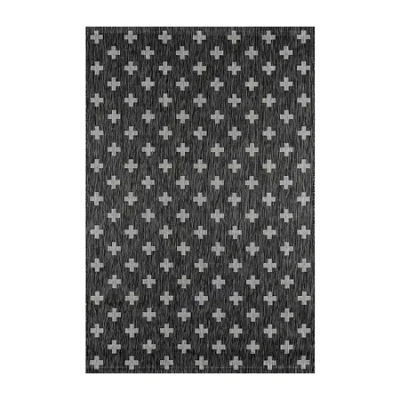 Novogratz Villa Umbria Geometric Indoor Outdoor Rectangular Accent Rug In Black